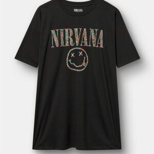 Torrid Black Tee with Colorful Nirvana Graphic